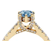 Pear-Shaped Hidden Halo Pave Engagement Ring Setting for a Fancy Blue Lab-Grown Diamond | Claw Prongs | Yellow Gold