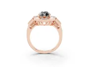 Marquise Milgrain Sectioned Halo Engagement Ring Setting for a Black Center | Rose Gold