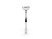 Emerald Cut Diamond Solitaire Ring Set in Platinum with Prong Setting on a Polished Plain Band