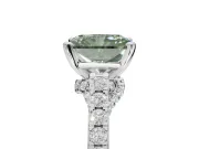 Radiant Cut Pavé Engagement Ring Setting for a Fancy Green Lab-Grown Diamond | Crossover Gallery | Sterling Silver