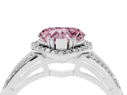Fancy Pink Heart Cut Diamond Halo Ring Set in Silver with Double Pavé Split Shank
