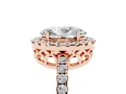 Oval Halo Engagement Ring Setting | Shared Prong Pavé Band | Rose Gold