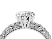 Heart-Shaped Multi Row Pave Solitaire Engagement Ring Setting | Domed Shoulders | Platinum