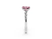 Fancy Pink Radiant Cut Diamond Cluster Solitaire Ring Set in Silver with Prong Setting