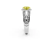 Round Halo Engagement Ring Setting for a Fancy Yellow Lab-Grown Diamond | Split Shank | White Gold