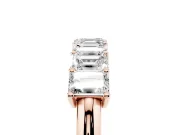 Emerald Cut Diamond Half Eternity Band Set in Rose gold with Prong Setting