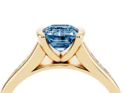 Emerald Cut Half Bezel Engagement Ring Setting for a Fancy Blue Lab-Grown Diamond | Yellow Gold