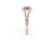 Round Halo Engagement Ring Setting for a Fancy Pink Lab-Grown Diamond | Pave Split Shank | Rose Gold