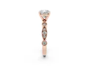 Cushion Cut Vintage Milgrain Solitaire Engagement Ring Setting | Bezel Accents | Rose Gold