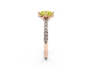 Round Floral Engagement Ring Setting for a Fancy Yellow Lab-Grown Diamond | Pavé Band | Rose Gold