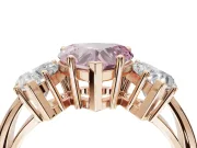 Heart-Shaped Three Stone Engagement Ring Setting for a Fancy Pink Lab-Grown Diamond | Plain Band | Rose Gold