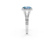 Oval Halo Engagement Ring Setting for a Fancy Blue Lab-Grown Diamond | V-Split Pavé Band | Platinum