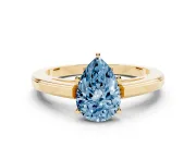 Pear-Shaped Solitaire Engagement Ring Setting for a Fancy Blue Lab-Grown Diamond | Stepped Flat Band | Yellow Gold