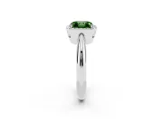 Fancy Green Asscher Cut Diamond Halo Engagement Ring Set in White gold with Plain Split Shank and Prong Setting