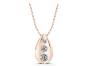 Round Lab-Grown Diamond Graduated Bezel Teardrop Pendant Necklace | Fluted Sides | Rose Gold