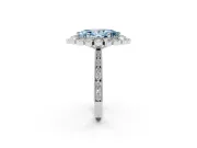 Marquise Scalloped Halo Engagement Ring Setting for a Fancy Blue Lab-Grown Diamond | Milgrain Edges | Sterling Silver