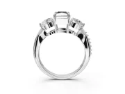 Fancy Black Radiant Cut Lab-Grown Diamond Three-Stone Ring Set in Sterling Silver with Channel-Set Band and Prong Setting