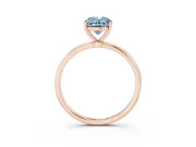 Fancy Blue Oval Cut Diamond Solitaire Engagement Ring Set in Rose gold with Thin Band and Prong Setting