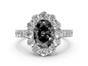 Oval Vintage Halo Engagement Ring Setting for a Black Center | Sterling Silver