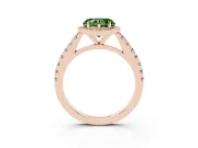Fancy Green Heart Cut Diamond Halo Engagement Ring Set in Rose gold with Pavé Band and Prong Setting