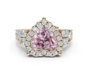 Heart-Shaped Halo Engagement Ring Setting for a Fancy Pink Lab-Grown Diamond | Graduated Channel Band | Yellow Gold