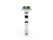 Radiant Cut Halo Engagement Ring Setting for a Fancy Green Lab-Grown Diamond | Pavé Panel Shoulders | Sterling Silver