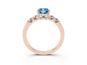 Fancy Blue Cushion Cut Diamond Five-Stone Prong Set Engagement Ring Set in Rose gold with Channel Band