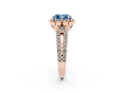 Asscher Cut Floral Halo Engagement Ring Setting for a Fancy Blue Lab-Grown Diamond | Pavé Split Shank | Rose Gold
