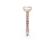 Radiant Cut Diamond Pavé Solitaire Ring Set in Rose gold with Round Band and Prong Setting