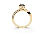 Emerald Cut Bypass Pavé Engagement Ring Setting for a Black Center | Swept Shoulders | Yellow Gold