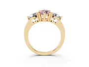 Marquise Three Stone Engagement Ring Setting for a Fancy Pink Lab-Grown Diamond | Open Prong Baskets | Yellow Gold
