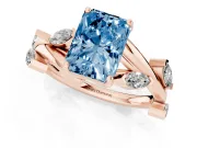 Radiant Cut Twisted Vine Engagement Ring Setting for a Fancy Blue Lab-Grown Diamond | Rose Gold