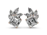 Asscher and Marquise Lab-Grown Diamond Cluster Stud Earrings | Marquise Leaf Spray | Rose Gold