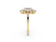 Emerald Cut Floral Double Halo Engagement Ring Setting | Plain Band | Yellow Gold