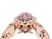 Marquise Vintage Halo Engagement Ring Setting for a Fancy Pink Lab-Grown Diamond | Bezel Shoulder Accents | Rose Gold