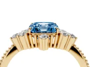 Asscher Cut Cluster Engagement Ring Setting for a Fancy Blue Lab-Grown Diamond | Yellow Gold