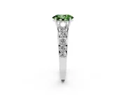 Oval Graduated Side Stone Engagement Ring Setting for a Fancy Green Lab-Grown Diamond | Flat Top Band | Platinum