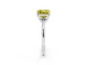 Fancy Yellow Asscher Cut Diamond Solitaire Ring Set in White gold with Prong Setting on a Plain Round Band