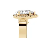 Pear-Shaped Halo Engagement Ring Setting | Pavé Panel Shoulders | Yellow Gold
