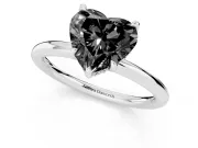 Heart-Shaped Hidden Halo Engagement Ring Setting for a Black Center | Thin Plain Band | Platinum