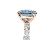 Radiant Cut Pavé Solitaire Engagement Ring Setting for a Fancy Blue Lab-Grown Diamond | Alternating Accents | Rose Gold