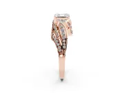 Asscher Cut Bypass Hidden Halo Engagement Ring Setting | Graduated Pavé | Rose Gold