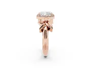 Radiant Cut Floral Halo Engagement Ring Setting | Leaf Shoulders | Rose Gold