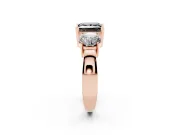 Princess Cut Three Stone Engagement Ring Setting for a Black Center | Round Side Stones | Rose Gold