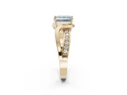 Princess Cut Bypass Solitaire Engagement Ring Setting for a Fancy Blue Lab-Grown Diamond | Pavé Strands | Yellow Gold