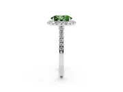 Oval Halo Engagement Ring Setting for a Fancy Green Lab-Grown Diamond | Pave Shoulders | White Gold