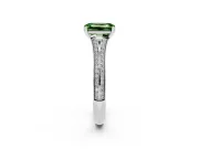 Emerald Cut Split Shank Engagement Ring Setting for a Fancy Green Lab-Grown Diamond | Pave Band | Sterling Silver