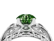 Round Art Deco Graduated Engagement Ring Setting for a Fancy Green Lab-Grown Diamond | Platinum