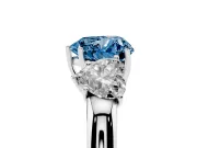 Fancy Blue Heart Cut Diamond Three-Stone Ring Set in Silver with Bold Center and Classic Band
