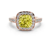 Cushion Cut Framed Halo Engagement Ring Setting for a Fancy Yellow Lab-Grown Diamond | Rose Gold